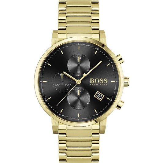 Hugo Boss Integrity Chronograph Grey Dial Gold Steel Strap Watch for Men - 1513781