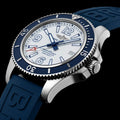 Breitling Superocean II Automatic 42mm White Dial Blue Rubber Strap Watch for Men - A17366D81A1S2