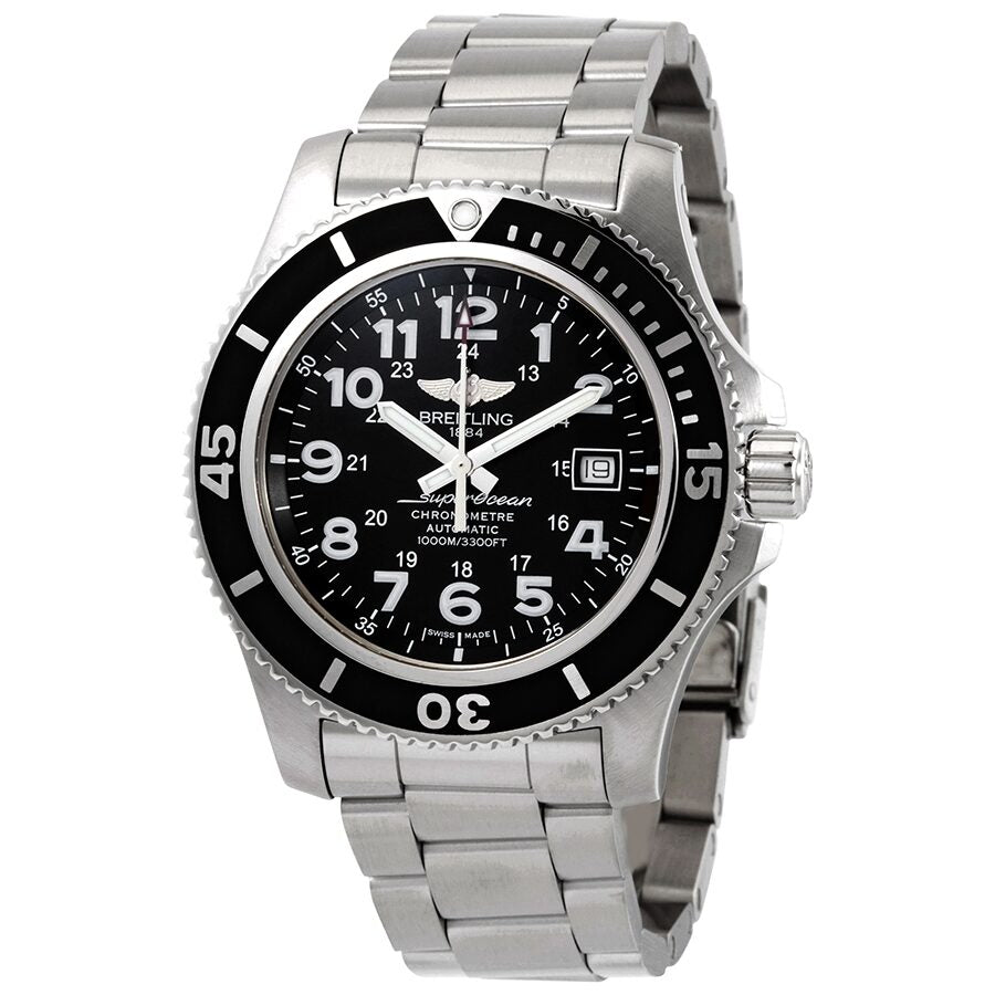 Breitling Superocean II 44mm Black Dial Black Steel Strap Watch for Men - A17392D71B1A1