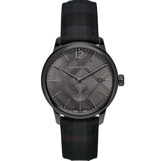 Burberry The Classic Round Black Dial Black Leather Strap Watch for Men - BU10010