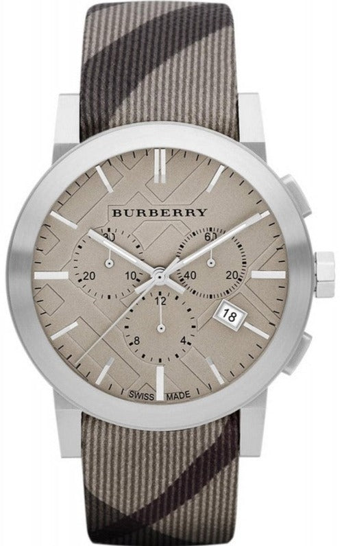 Burberry The City Brown Dial Grey Leather Strap Watch for Men - BU9358