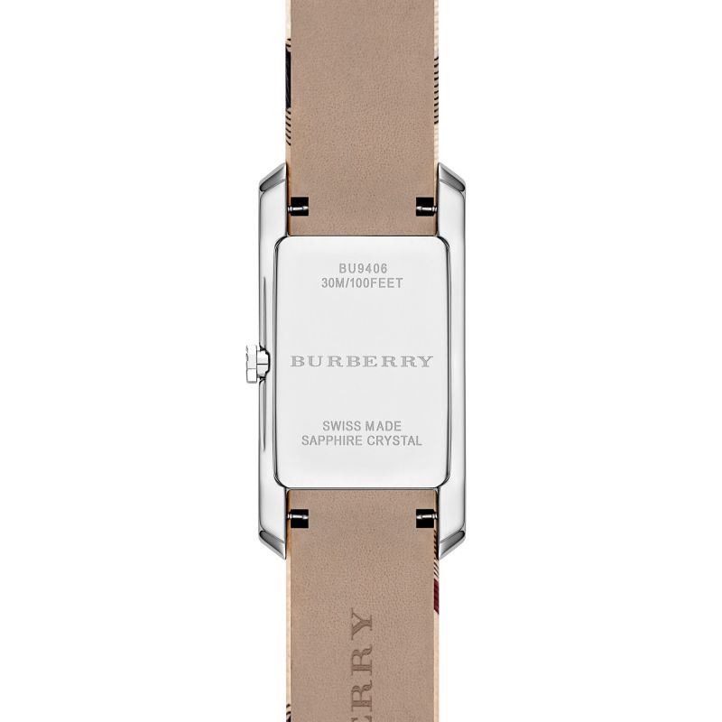 Burberry The Pioneer Silver Dial Beige Leather Strap Watch for Women - BU9406