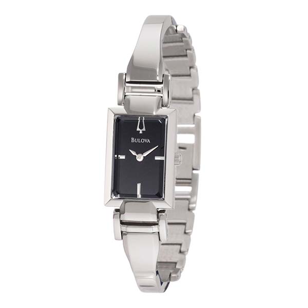 Bulova Classic Collection Black Dial Silver Steel Strap Watch for Women - 96L138