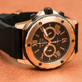 Bulova Marine Star Chronograph Black Dial Black Leather Strap Watch for Men - 98B104