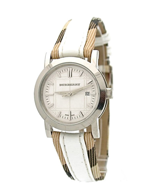Burberry Heritage Nova White Dial White Leather Strap Watch for Women - BU1395