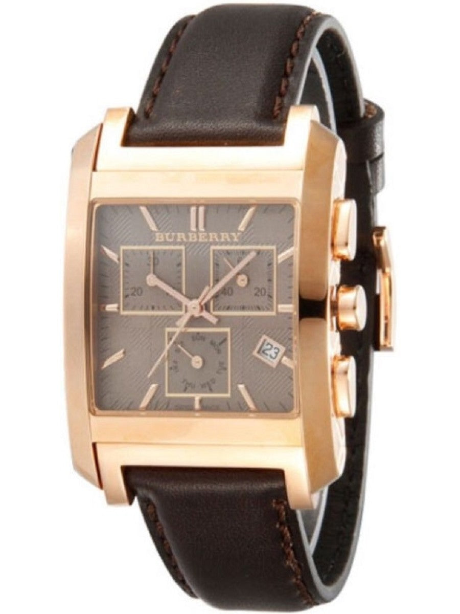 Burberry Heritage Chronograph Grey Dial Brown Leather Strap Watch for Men - BU1566
