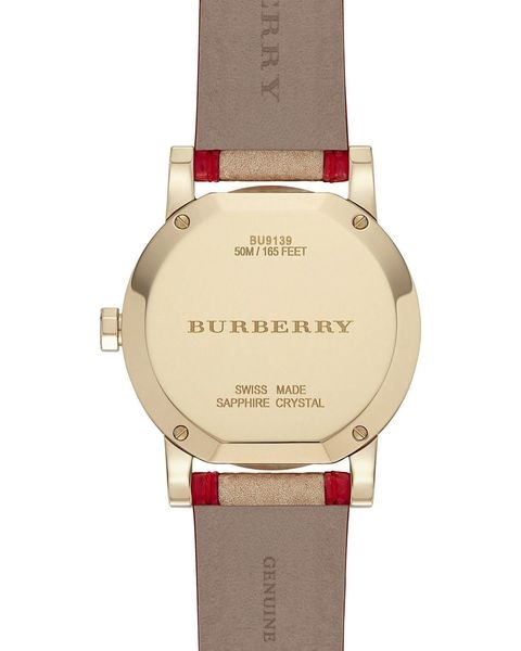 Burberry The City Champagne Dial Beige Leather Strap Watch for Women - BU9139