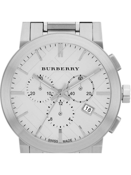 Burberry The City Chronograph Silver Dial Silver Steel Strap Watch for Men - BU9350