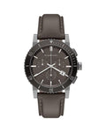 Burberry The City Chronograph Grey Dial Grey Leather Strap Watch for Men - BU9384