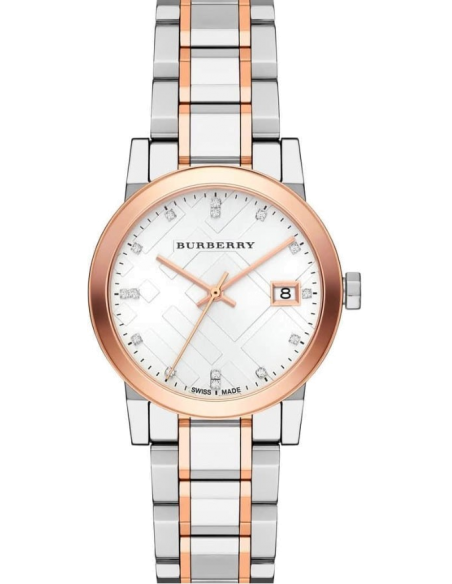 Burberry The City White Dial Two Tone Steel Strap Watch for Women - BU9214