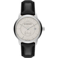 Burberry The Classic Horseferry White Dial Black Leather Strap Watch for Men - BU10000