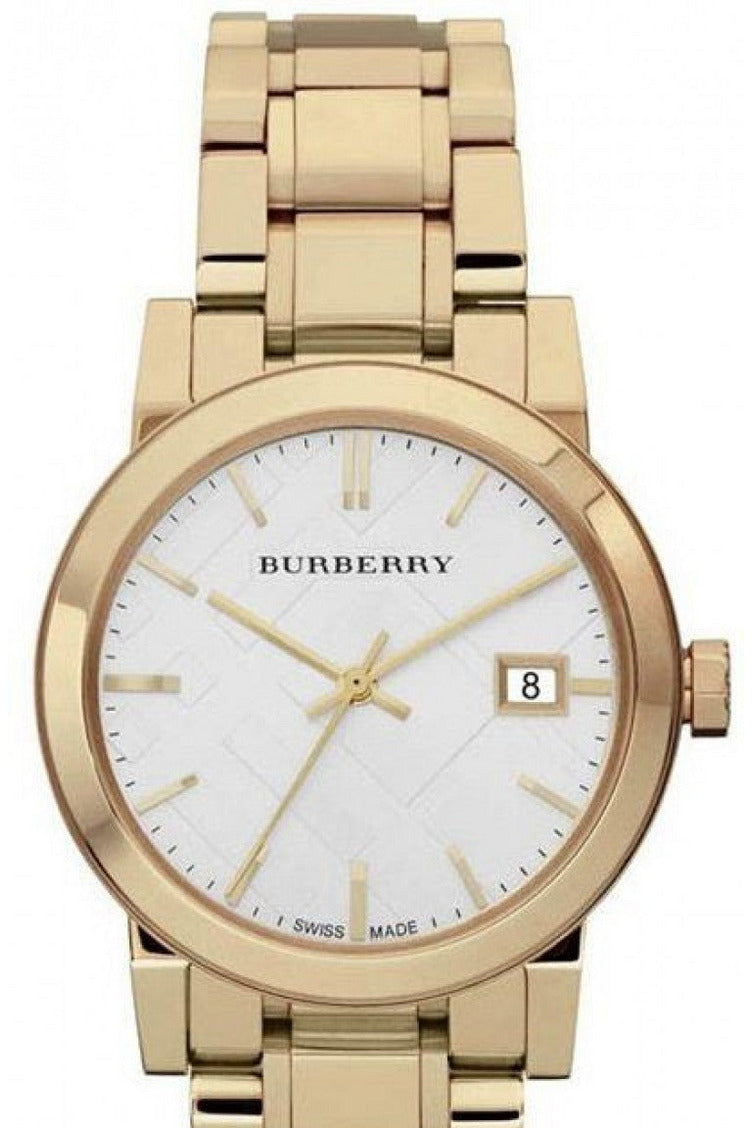 Burberry The City White Dial Gold Steel Strap Watch for Women - BU9103