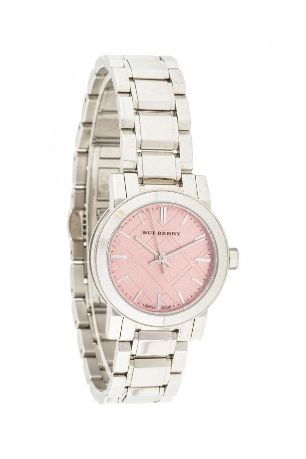 Burberry The City Pink Dial Silver Steel Strap Watch for Women - BU9231