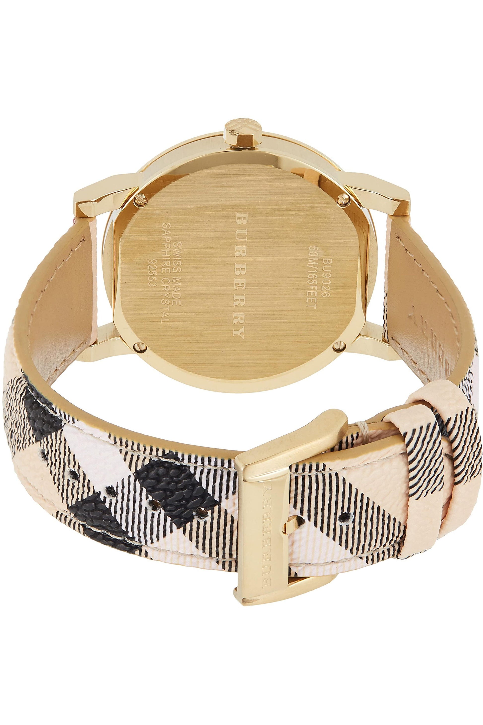 Burberry The City Gold Dial Beige Leather Strap Watch for Women - BU9219