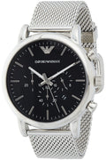 Emporio Armani Classic Chronograph Black Dial Silver Mesh Bracelet Watch For Men - AR1808