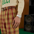 Gucci Dive Automatic Transparent Dial White Rubber Strap Watch For Men - YA136343