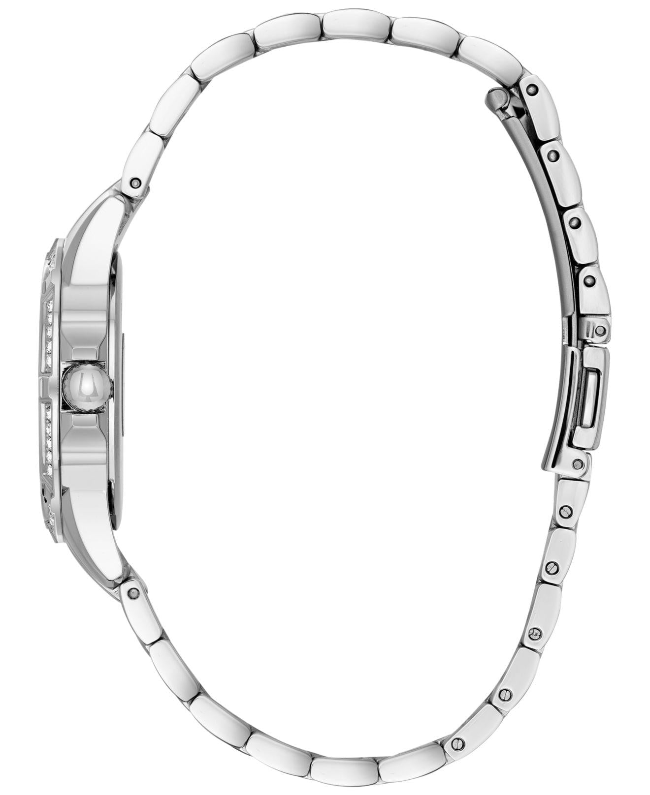 Bulova Crystal Silver Dial Silver Steel Strap Watch for Women - 96L226