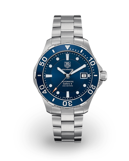 Tag Heuer Aquaracer Caliber 5 Blue Dial Silver Steel Strap Watch for Men - WAN2111.BA0822