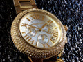 Michael Kors Camille Diamonds Silver Dial Gold Steel Strap Watch for Women - MK5756