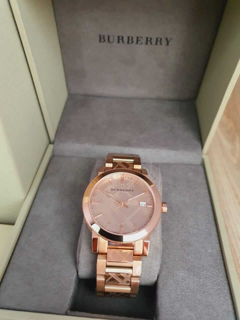 Burberry The City Rose Gold Dial Rose Gold Steel Strap Watch for Women - BU9039