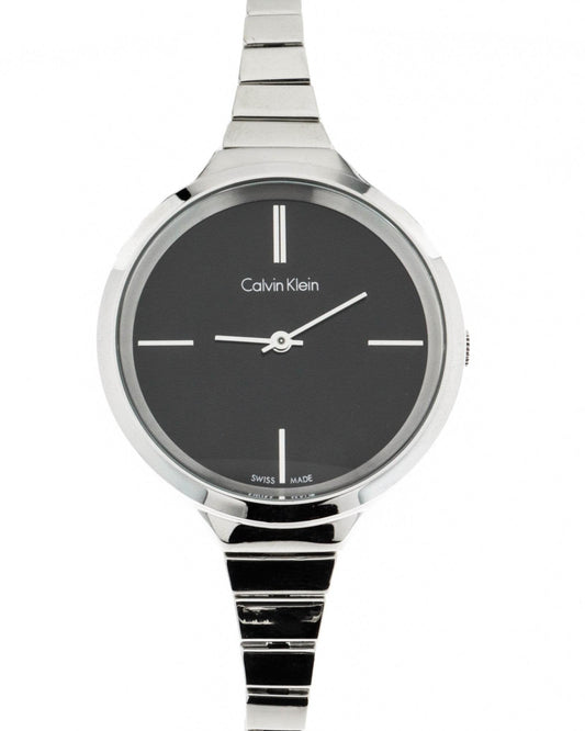 Calvin Klein Lively Black Dial Silver Steel Strap Watch for Women - K4U23121