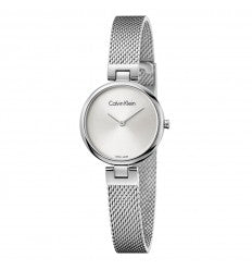 Calvin Klein Authentic White Dial Silver Mesh Bracelet Watch for Women - K8G23126