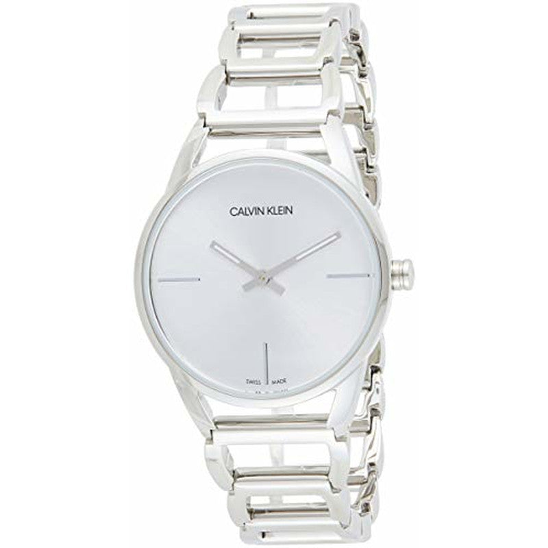 Calvin Klein Stately White Dial Silver Steel Strap Watch for Women - K3G23126