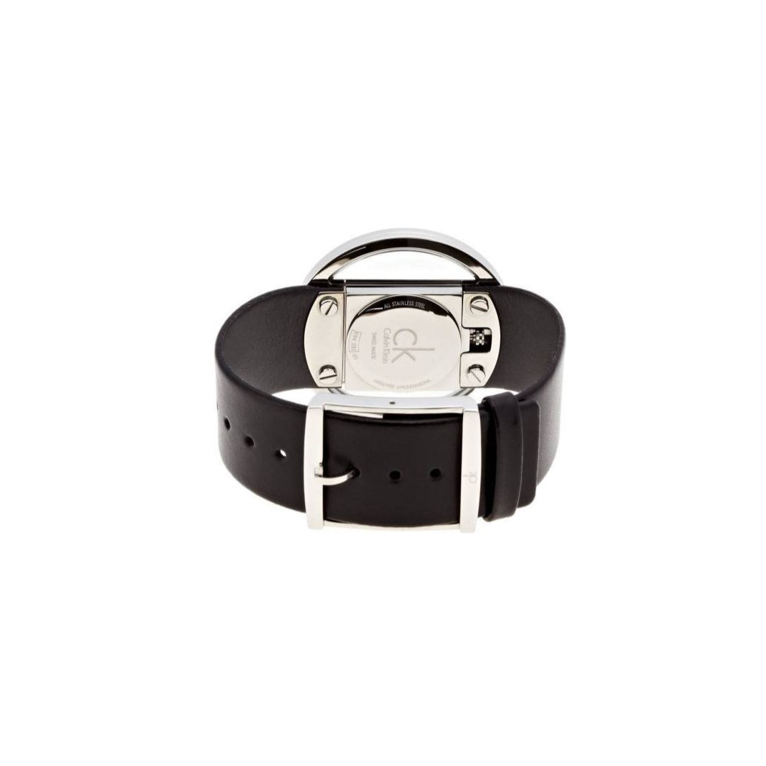 Calvin Klein Glam Transparent Dial Black Leather Strap Watch for Women - K9423107
