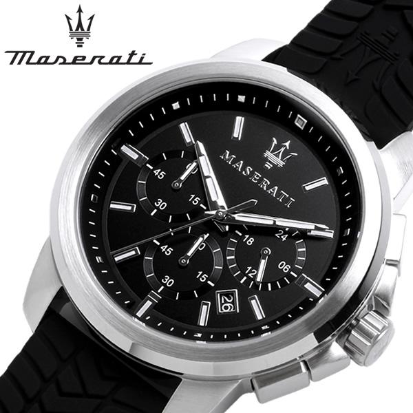 Maserati Successo Chronoraph Black Dial Black Silicon Strap Watch For Men - R8871621014