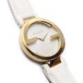 Gucci G Interlocking White Dial White Leather Strap Watch For Women - YA133327