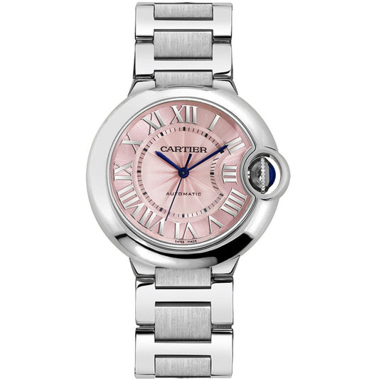 Cartier Ballon Bleu De Cartier Pink Dial Silver Steel Strap Watch for Women - W6920041