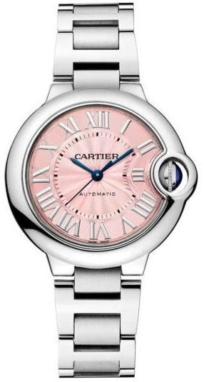 Cartier Ballon Bleu de Cartier Pink Dial Silver Steel Strap Watch for Women - WSBB0046
