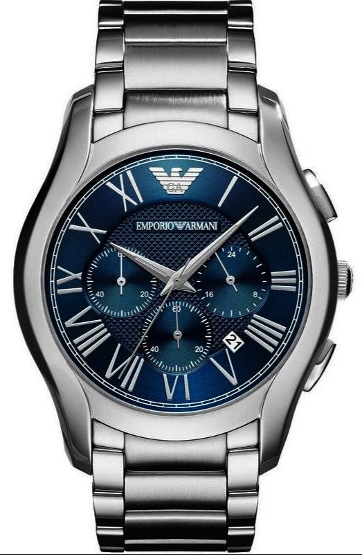 Emporio Armani Chronograph Quartz Blue Dial Silver Steel Strap Watch For Men - AR11082