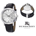 Burberry The City Chronograph White Dial Black Leather Strap Watch for Men - BU9355