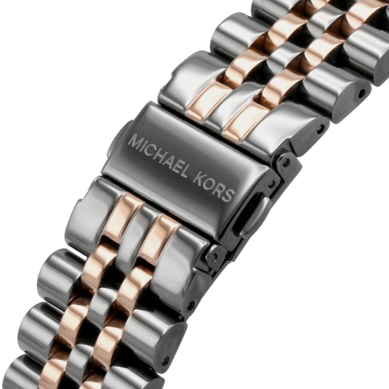 Michael Kors Lexington Black Dial Two Tone Steel Strap Watch for Men - MK8561