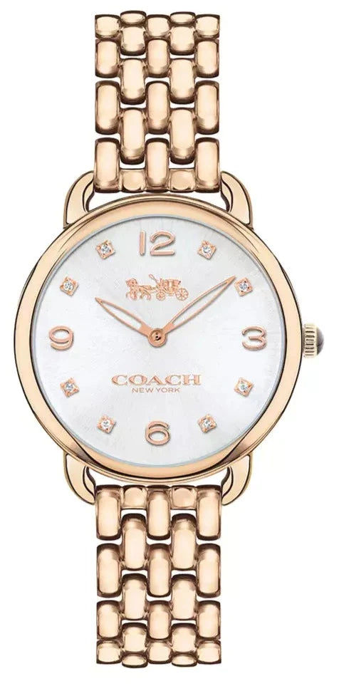 Coach Delancey White Dial Rose Gold Steel Strap Watch for Women - 14502783
