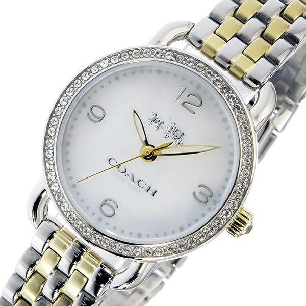 Coach Delancey Mother of Pearl Dial Two Tone Steel Strap Watch for Women - 14502480