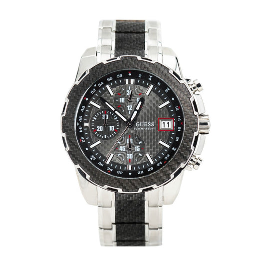 Guess Octane Chronograph Black Dial Two Tone Steel Strap Watch for Men - W1046G1