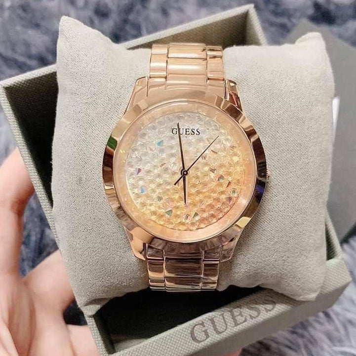 Guess Crush Rose Gold Dial Rose Gold Steel Strap Watch for Women - GW0020L3