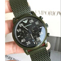 Emporio Armani Luigi Quartz Chronograph Black Dial Green Mesh Bracelet Watch For Men - AR11115