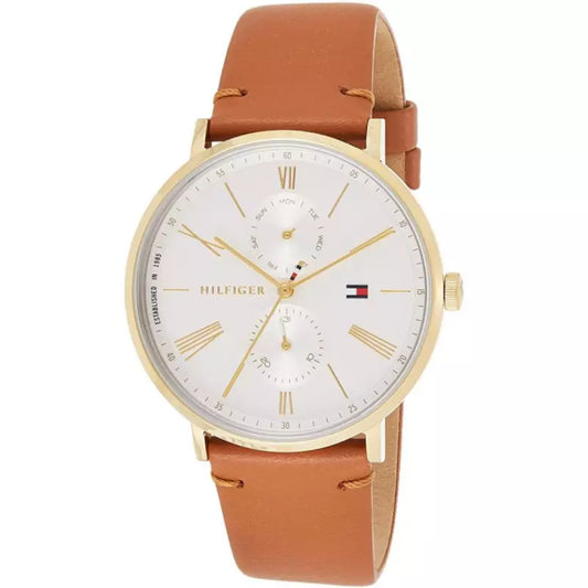 Tommy Hilfiger Jenna Quartz White Dial Brown Leather Strap Watch for Women - 1782073