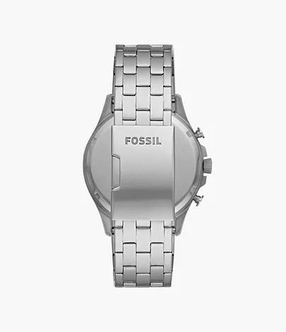 Fossil Forrester Chronograph Blue Dial Silver Steel Strap Watch for Men - FS5605