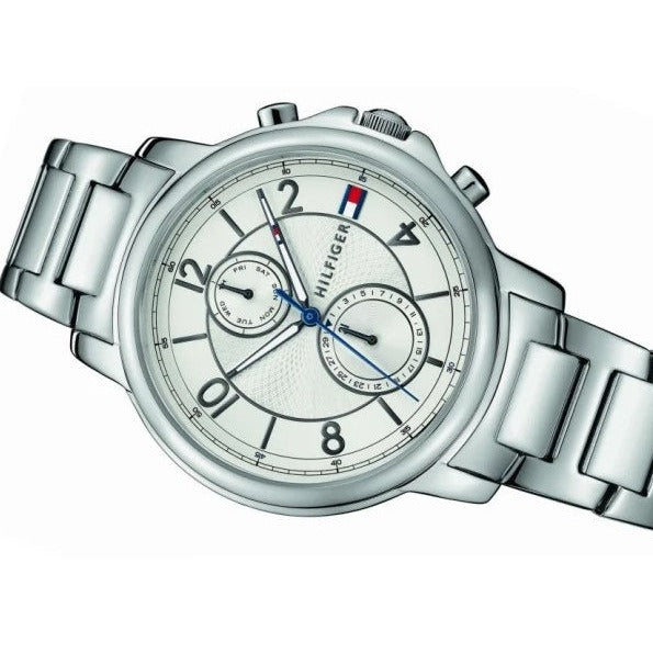 Tommy Hilfiger Claudia White Dial Silver Steel Strap Watch for Women - 1781819