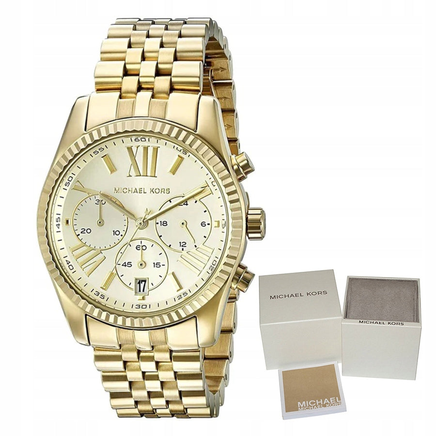Michael Kors Lexington Gold Dial Gold Steel Strap Watch for Women - MK5556