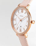 Fossil Jacqueline White Dial Pink Leather Strap Watch for Women - ES4303