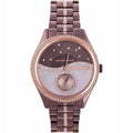 Michael Kors Lauryn Rose Gold Dial Brown Steel Strap Watch for Women - MK3757