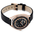Swarovski Crystalline Aura Black Dial Black Leather Strap Watch for Women - 5558634