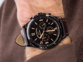 Fossil Forrester Chronograph Black Dial Brown Leather Strap Watch for Men - FS5608