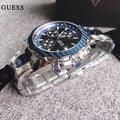 Guess Octane Chronograph Blue Dial Two Tone Steel Strap Watch for Men - W1046G2