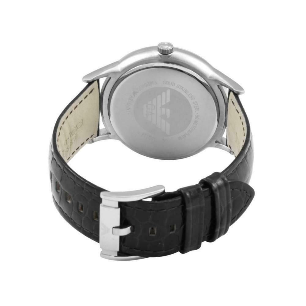 Emporio Armani Renato Black Dial Leather Strap Watch For Men - AR2411